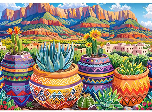 MOGTAA Landscape Diamond Art Painting Kits for Adults, DIY 5D Succulents Diamond Painting Kits for Adults Beginners, Full Round Drill Diamond Dots Crystal Craft Kits for Home Decor 30x40 cm