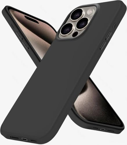 Eiselen Hülle für iPhone 15 Pro, Schwarz Ultra Dünn Soft Silikon TPU Schutzhülle, Kratzfest, rutschfest & Stoßsicher Handyhülle