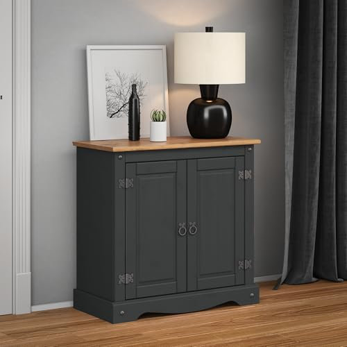 Corona Sideboard Charcoal 2 Door Cupboard Solid Pine Dining