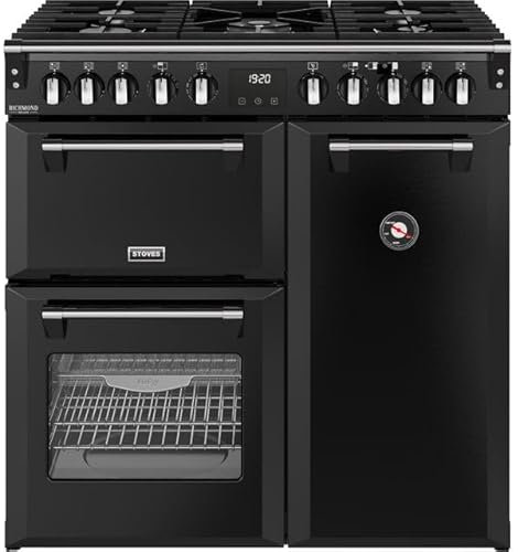 Stoves Richmond Deluxe 90cm Dual Fuel Range Cooker - Black - A/A/A Rated