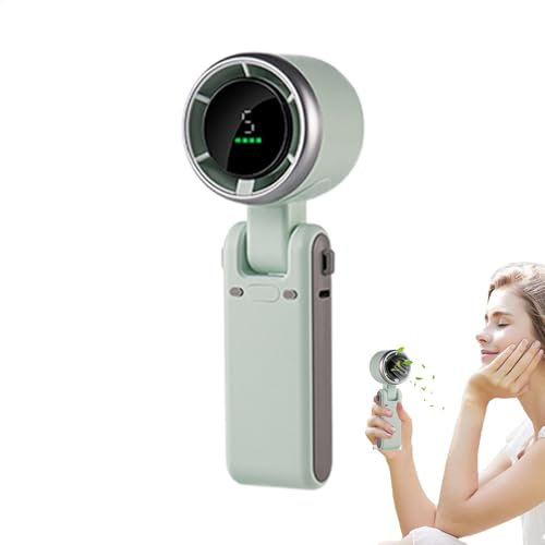 Huvqianu Portable Handheld Fan,Folding Desk Fan Small Personal | 5 Speed Adjustable, Long Battery Life, Digital Display for Travel, Beach, Vacation, Makeup
