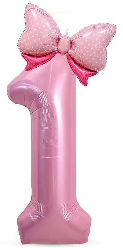 Ballon Numéro 1, Helium Ballon 1, Decoration Chiffre 40 Pouces, pour Filles Anniversaire, Baby Shower Party