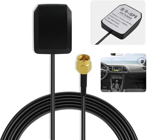 Aktive GPS-Antenne mit SMA-Stecker, 3m RG174 Kabel, wasserdicht für Auto GPS, 4G LTE GPS Tracker, Echtzeit-Tracking, Sicherheitsalarm für Fahrzeuge, Motorrad, LKW und mehr