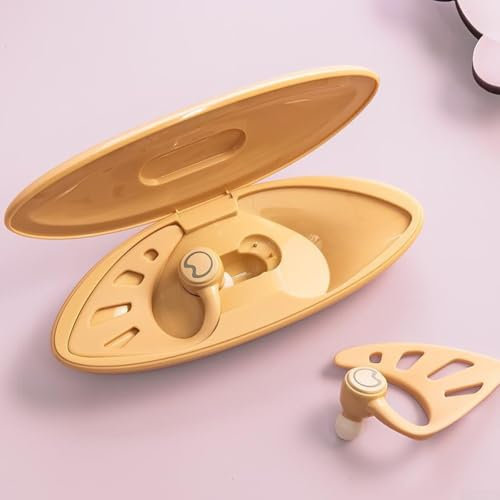 Zeroupshop Elfenohr-Kopfhörer mit LED-Licht, Bluetooth-kompatibel, kabellose Kopfhörer mit Ladehülle, Fantasy-Design für Audio-Unterhaltung (gelb)