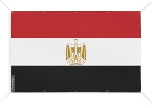 Bandiera Egitto con 10 occhielli in varie misure, 100 x 150 cm