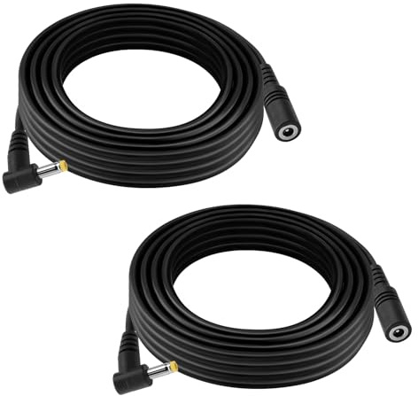 KUOQIY 2 PCS 3m 22 AWG 4.0x1.7 mm 24V 12V DC Power Extension Cable, Right Angle Male to Female Jack DC Power Cord Extension Cable, for LED Light Strips, Routers, Black