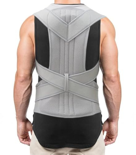 Übergröße Verstellbarer Haltungskorrektor Rückenstütze XS-5XL Rückenstützgürtel Orthopädisches Korsett Schulter Nacken Stütze Wirbelsäulen-Aufrichter Formen Sie Ihren Körper Neu(Gray,3XL)