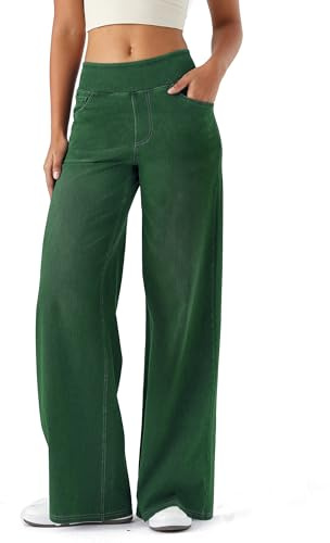 LaiEr Damen Denim Hose mit weitem Bein, hohe Taille, gerades Bein, lockere Passform, Unregelmäßiger handgeriebener Katzenschnurrhaarverlauf hohe Elastizität Casual Jeans