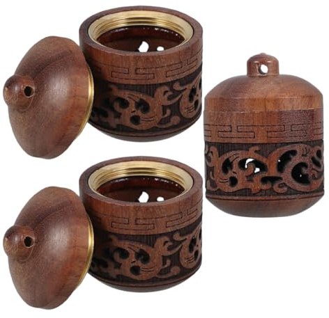 TOKIDNY 3 Stück Holz Anhänger Lotus Duftbeutel DIY Kettenanhänger Hängender Aromatherapie Diffusor für Ätherische Öle Auto Schmuck Anhänger zum Befüllen und Tragen