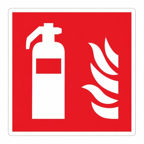 Cartello Estintore - ISO 7010 F001 | Alluminio 120x120 mm | Cartelli sicurezza sul lavoro per segnalare gli estintori: pittogramma bianco su quadrato rosso, anche fotoluminescente