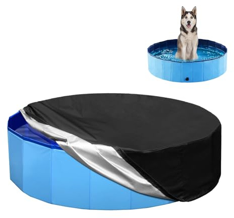 Piscina pieghevole per cani grandi 160x30 cm in PVC con fodera antipolvere, vasca bagno portatile per giardino ed esterni