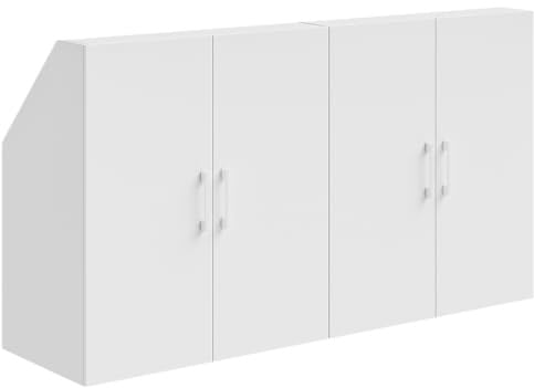 Bellamio Aland Dachschrägenschrank, Weiß, 4 Türen, 6 Fächer, 179 cm breit | Dachschrägenregal, Bücherregal, Kleiderschrank, Nischenschrank, platzsparendes Stauraumregal für schräge Wände, 100x179x52 cm