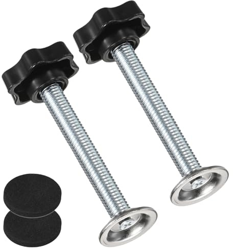 M METERXITY 2-Pack Star Handle Hand Screws, M10x70mm Carbon Steel Thread Star Clamping Knobs with Screws, Pressure Plate and Rubber Pad for Woodworking/Mechanical Equipment [Black]