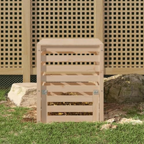 Mokuyary Compost Bin 63.5 x 63.5 x 77.5 cm Solid Pine Wood Waste Compost Bin for Vegetable Garden