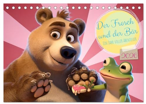 Der Frosch und der Bär - Ein Jahr voller Abenteuer (Tischkalender 2026 DIN A5 quer), CALVENDO Monatskalender: Erlebnisse eines Frosches und eines ... gestalteten Illustrationen (CALVENDO Tiere)