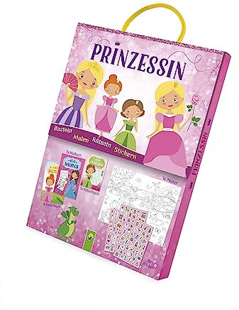 Prinzessin Spaß-Set: Set mit Malbuch, Bastelbuch, Rätselbuch und Stickern