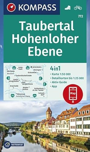 KOMPASS Wanderkarte Taubertal, Hohenloher Ebene: 4in1 Wanderkarte 1:50000 mit Aktiv Guide und Detailkarten inklusive Karte zur offline Verwendung in ... (KOMPASS-Wanderkarten, Band 772)