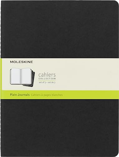 Moleskine - Cahier Journal, Set mit 3 Notizbüchern mit weißen Seiten, Kartonabdeckung, extra großen Abmessungen 19 x 25 cm, Farbe Schwarz, 120 Seiten
