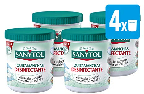 Sanytol - Quitamanchas Desinfectante en Polvo, sin Lejía, Pack [ 4 x 450 gr], Total: 1800 gr