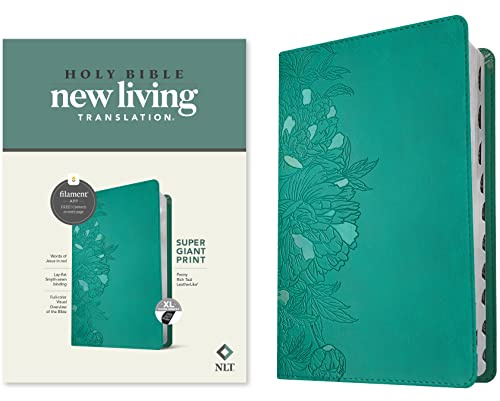 Holy Bible: Nlt Super Giant Print Bible, Filament Enabled Edition Red Letter, Leatherlike, Peony Rich Teal