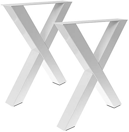 Bentatec 2 x Tischgestell in X Form weiß Pulverbeschichtet
