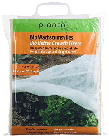 planto PRO Bio WACHSTUMSVLIES Frostschutzvlies Beetabdeckung Frühbeetvlies Geotextil Frühbeet-Abdeckung und Gartenvlies, wirksamer Pflanzenschutz gegen Kälte und Wind (Stärke 19 g/m²) (1 Stück)