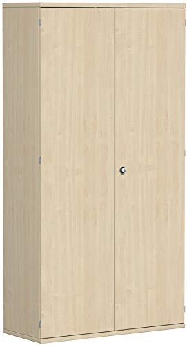 Geramöbel Garderobenschrank mit ausziehbarem Garderobenhalter, mit Mittelseite und 5 Dekor-Einlegeböden, abschließbar, 1000x425x1920, Ahorn/Ahorn