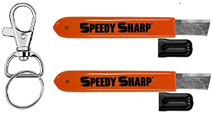 2 PACK Speedy Sharp Carbide Knife Sharpener, Key Chain & Hook Ring included