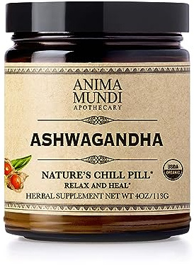 Anima Mundi Apothecary Organic Ashwagandha Root Powder - Commonly Known as Indian Ginseng Root Powder - Calming Herbal Supplement - Add to Tea, Coffee & More (4oz / 113g)