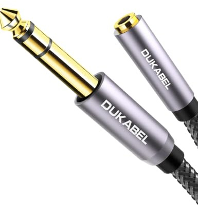 DuKabel TopSeries 6.35mm (1/4 inch) to 3.5mm (1/8 inch) Headphone Jack Adapter, 1/8 (Female) to 1/4 (Male) Extension Cable, 3.5 to 6.35 Audio Cable for Mixer Guitar Piano Amplifier Speaker and More