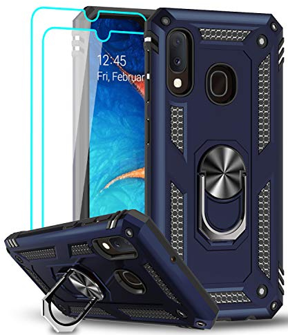 LeYi - Carcasa para Samsung Galaxy A20e con 2 Protectores de Pantalla, 360 Grados giratorios, Soporte Militar Reforzado, Defensa, antigolpes, Funda para Samsung Galaxy A20e, Color Azul