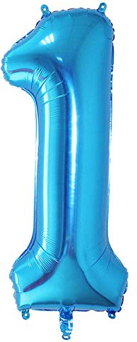 Oblique Unique® Folien Luftballon mit Zahl Nummer für Kinder Geburtstag Jubiläum Silvester Party Deko Folienballon in Blau - Zahl wählbar (Nr 1)