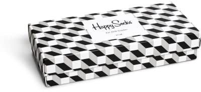 Happy Socks 4-Pack Filled Optic Geschenkbox, farbenfrohe und fröhliche Socken für Männer und Frauen, Schwarz-Weiß-Grau Größe 41-46