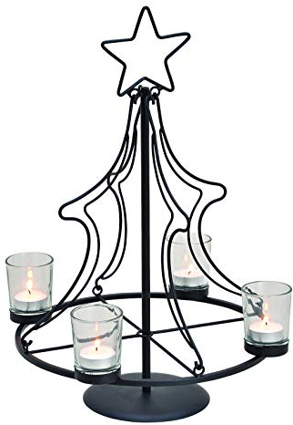Strike Teelichthalter-Set aus Metall, Adventskranz, Weihnachtsdekoration, Tischdekoration im Tannenbaum-Stil, Weihnachten, Advent Kerzenhalter, Kerzenständer, Handmade