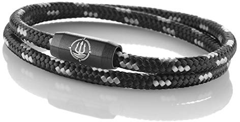Maritimes Seemannsgarn Segeltau Armband Usedom schwarz-grau 4mm, Fähnrich (schwarz), M - Gelenkumfang von 15 cm bis 16,5 cm