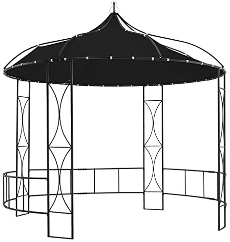 Atlojoys Belvédère Tonnelle Chapiteau de Jardin Tente de Réception de Patio Pavillon d'Extérieur Camping Réunion de Famille 300x290 cm Anthracite Rond