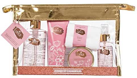 Scents of Collinwood - 5 Piece Women’s Classic and Elegant Flower Scent Bath Set - Includes Shower Gel, Body Lotion, Body Butter, Body Mist and a Small Face Towel