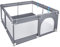 NAIZY Laufstall Baby XXL Laufgitter 127x127cm inkl. Trainingsarmband Krabbelgitter mit atmungsaktivem Netz und Rutschfester Basis für Kinder im Innen- und Außenbereich, Normal Grau