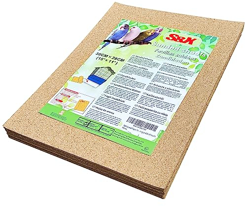 S&X Vogelkäfig-Auskleidung, 38,1 x 27,9 cm, Kiespapier für Vogelkäfig, Sandblätter für einfachere Reinigung und Vogelgesundheit, 30 Stück