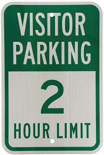 Panneau d'avertissement pour visiteur Parking 2 heures Limit, panneau routier vert sur blanc, panneau commercial 30,5 x 45,7 cm