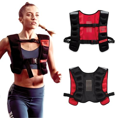 Reebok Weighted Vest 12 lb – Premium Adjustable Strength Training Vest with Reflective Trim for Full-Body Workouts, Cardio, Running & Rehabilitation – Comfort Fit, Durable Material