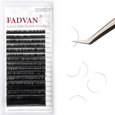 FADVAN Extension de Cils à Cils Mix 7-15mm 0.10D Curl 1:1 Professionnel Classique Faux Cils Individuels One by One(0.10D-Mix 7-15)