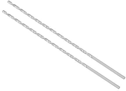 CoCud Barrenas Helicoidales de Acero de Alta Velocidad Extra Largas, Diámetro de 4 mm y Longitud de 250 mm, Barrena Helicoidal Recta, Para Metal, 2 Piezas
