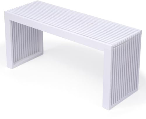 BAM BOO BOX Sitzbank aus Bambus Weiß – stabile Holzbank ohne Lehne für Flur, Bad, Küche, Esszimmer oder Schlafzimmer – kleine Sitzbank Holz 90x33x43 cm – bis 250 kg belastbar