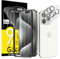 NEW'C 3 x Protector Pantalla para iPhone 15 Pro (6,1 Pulgadas) y 3 x Protector de Lente de Cámara - Cristal Templado + Tapón Antipolvo - Herramienta de instalación fácil incluida