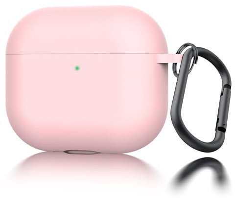 Seltureone Hülle für Airpods 4 (2024) mit Schlüsselanhänger, [Front-LED Sichtbar] Weiche Silikon Stoßfester Hülle, Unterstützung für Kabelloses Laden - Rosa