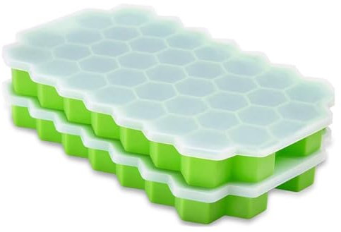 2Pcs Durable Ice Cube Molds Reuable Ice Cube Tray Lid Easy Release Diamond Shape Ice Cube Honeycomb Small Ice Cube Trays for Whiskey, Cocktail, Coffee