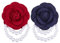 SUPERFINDINGS 2 Stück 2 Farben Camellia Blumen Brosche Pin Mit Perlenkette Formale Kleid Dekoration Für Frauen Floral Vintage Kragen Brosche Clip Hochzeit Broschen (Dunkelblau & Rot)