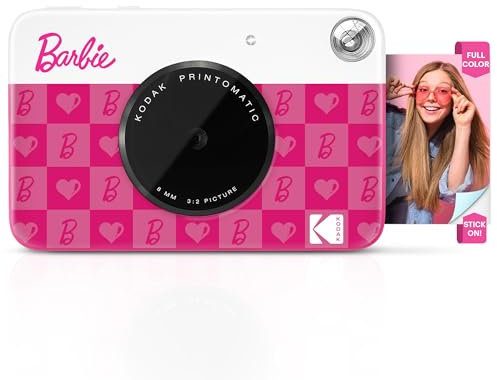 Barbie x Kodak Printomatic Full-Color Instant Print Digital Camera – 5MP Portable Barbie Camera Prints Colorful 2x3” Sticky-Back Photos – Iconic Style
