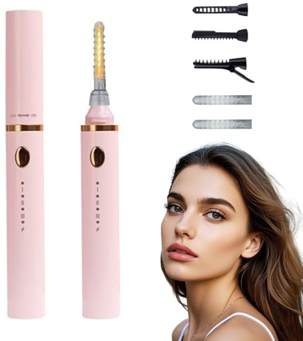 Beheizter Wimpernzange, 3-in-1 Elektrische Wimpernzange mit 3 Bürstenköpfe & 2 Silikon Schutzhülle, Heated Eyelash Curler, 5s Schnelles Aufheizen USB-Wimpernformer für Alle Wimpern (Rosa)